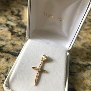 14K gold cross charm